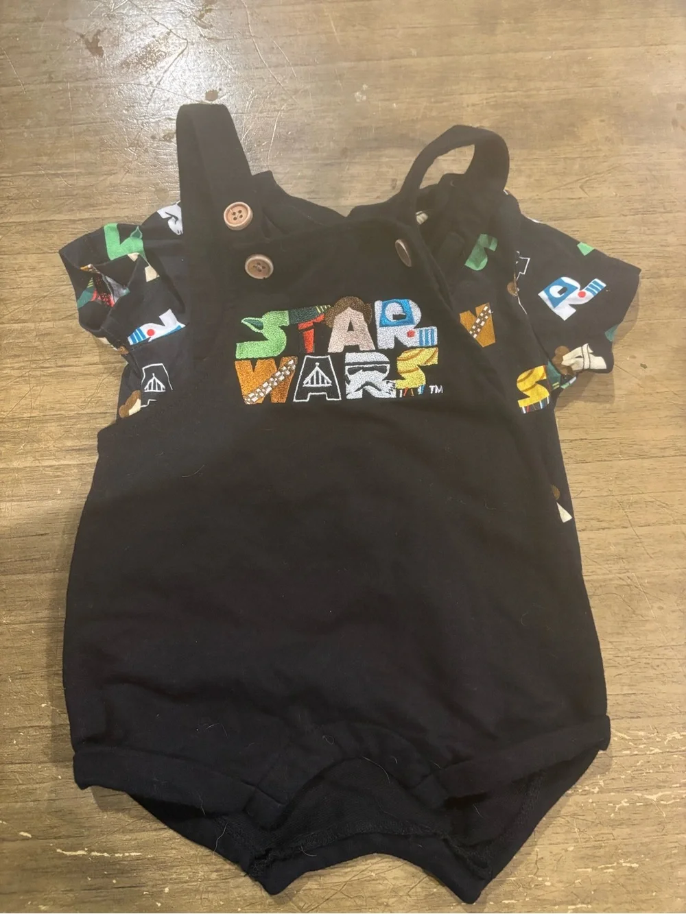 Star Wars Black Romper Set with Multicolor Logo Tee